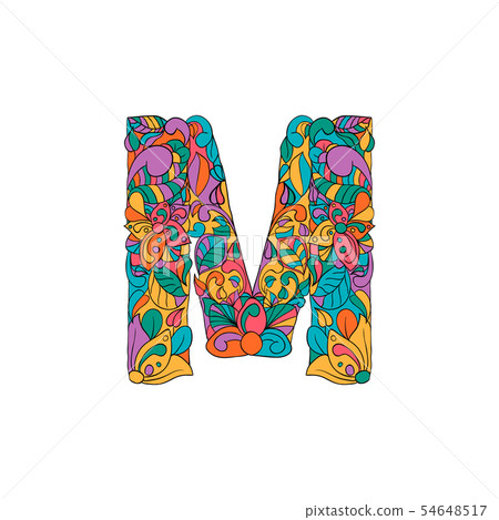 Colorful Ornamental Alphabet Letter M Font 54648517