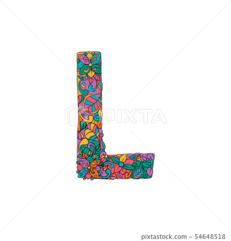 Colorful Ornamental Alphabet Letter L Font 54648518