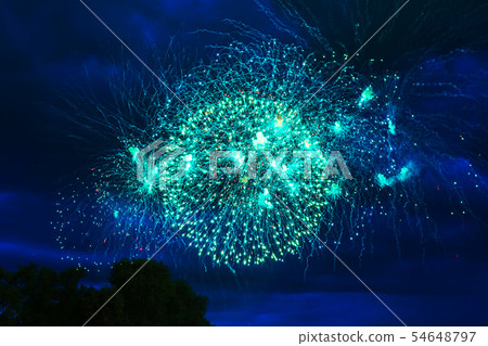 Inexpensive Firework over the city. Inexpensive Firework over the city. 54648797