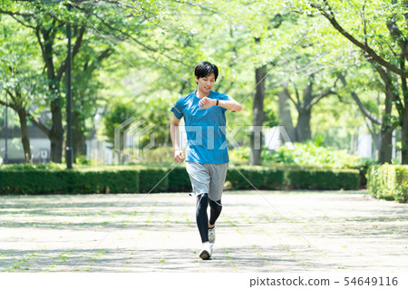Jogging exercise young man image Jogging exercise young man image 54649116