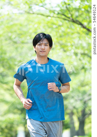 Jogging exercise young man image Jogging exercise young man image 54649124