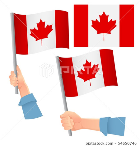 Canada flag in hand set 54650746