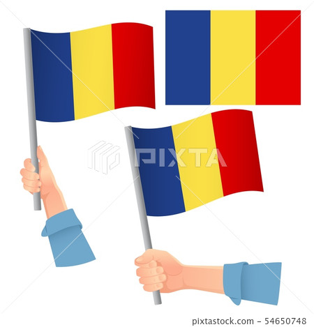 Chad flag in hand set 54650748