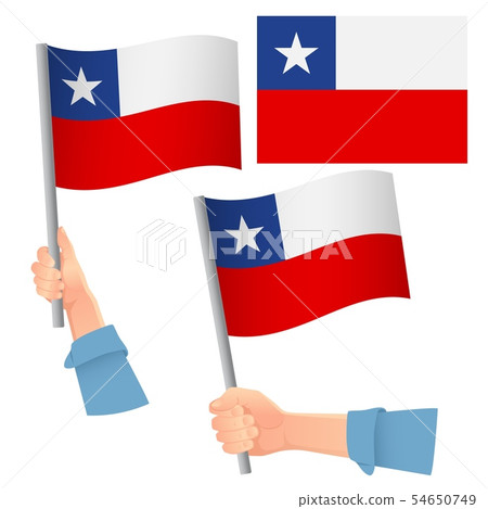 Chile flag in hand set 54650749