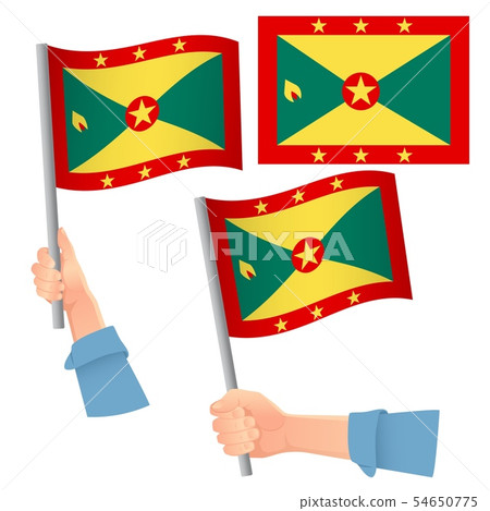 Grenada flag in hand set 54650775