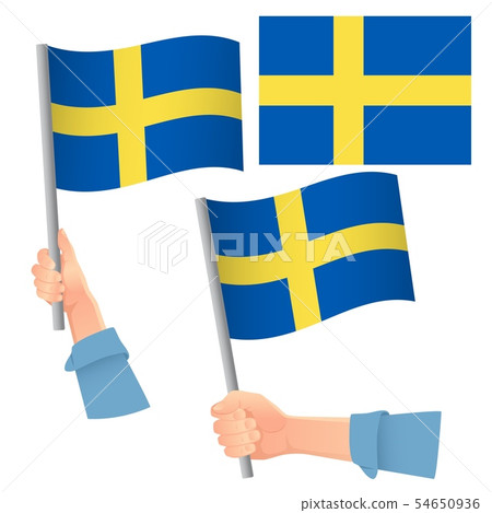 Sweden flag in hand set 54650936