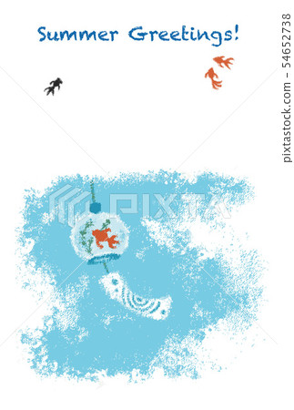 A cool summer greeting card illustration of a wind chime in a pastel style goldfish pattern A cool summer greeting card illustration of a wind chime in a pastel style goldfish pattern 54652738