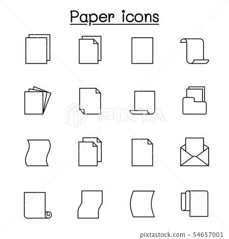 paper icon set in thin line style - Stock Illustration [54657001] - PIXTA