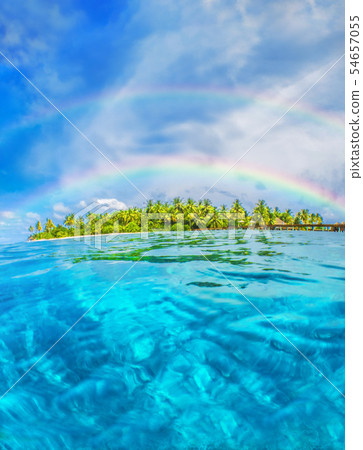 夏天海夏天圖像海灘海岸彩虹 54657055