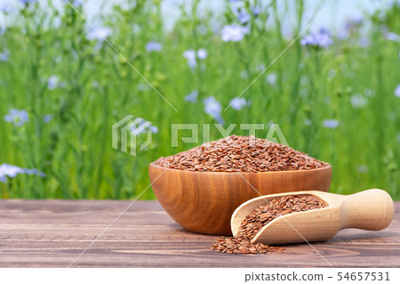 flax seeds in bowl flax seeds in bowl 54657531