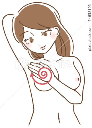 Breast cancer self-examination illustration 54658193