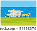 Camping sea tent dog friends camper 54658379