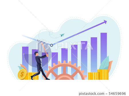 Businessman use baseball bat hit business chart Businessman use baseball bat hit business chart 54659696