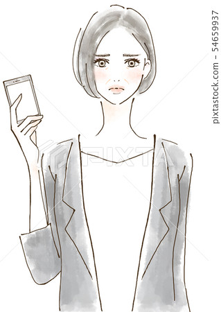 Cashless payment net SNS trouble senior woman app payment barcode authentication compla 54659937