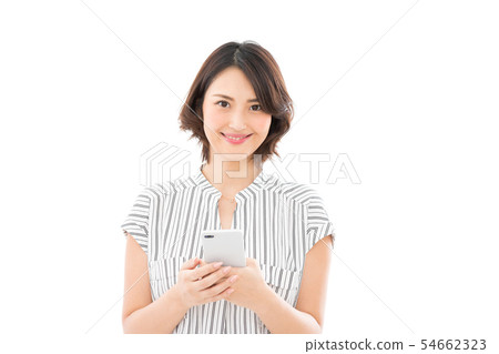 Young woman casual businesswoman smartphone Young woman casual businesswoman smartphone 54662323