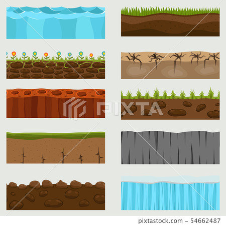 Illustration of cross section ground slice isolated on white background. Some ground-slices piece Illustration of cross section ground slice isolated on white background. Some ground-slices piece 54662487