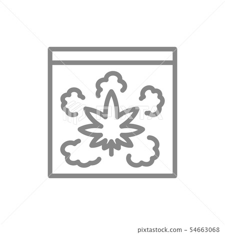 Hemp flower buds in packing line icon. Medical marijuana symbol and sign 54663068