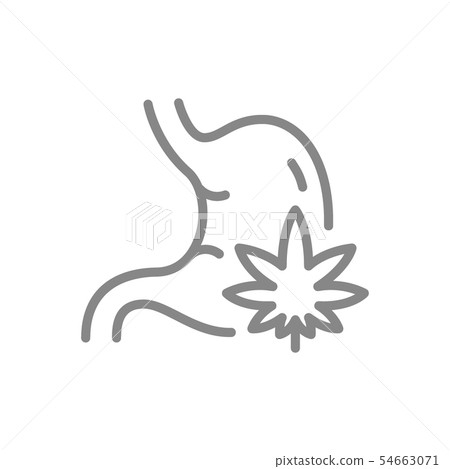 Cannabis leaf with stomach line icon. Medical marijuana symbol and sign 54663071