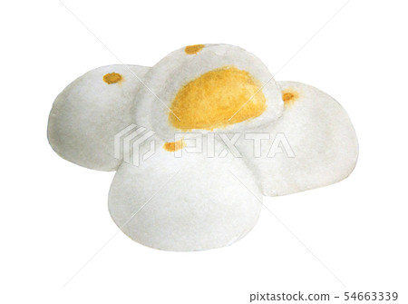 Watercolor of Steamed Creamy Custard Bun. Watercolor of Steamed Creamy Custard Bun. 54663339
