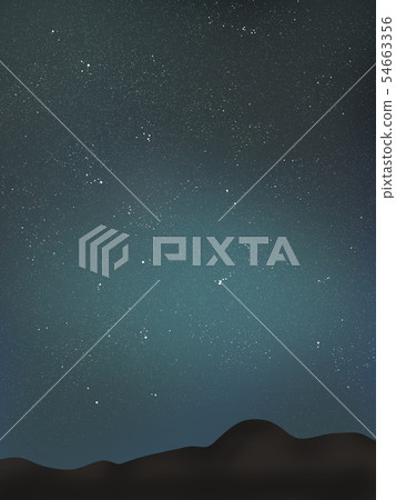 Starry sky and mountain shadow green 54663356