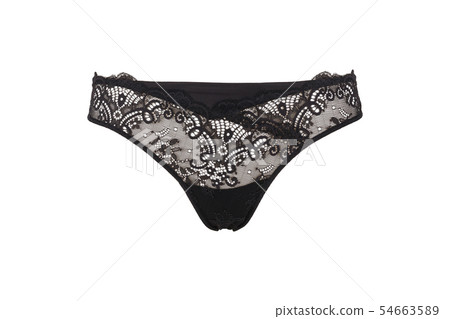 Beautiful female lacy black panties, isolated Beautiful female lacy black panties, isolated 54663589