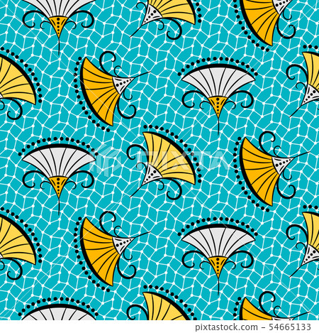 Floral fan shapes bright seamless vector pattern. - Stock Illustration ...