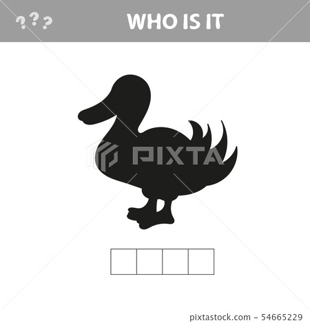 Shadow game. The Cute Cartoon Duck. Educational Game for Kids. Vector Shadow game. The Cute Cartoon Duck. Educational Game for Kids. Vector 54665229