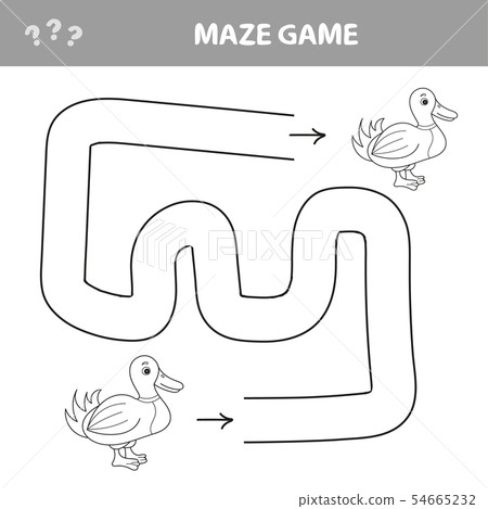 Lost duckling. Help duck to find a path. Labyrinth for kids. Vector illustration Lost duckling. Help duck to find a path. Labyrinth for kids. Vector illustration 54665232