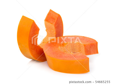 sliced ripe papaya fruit isolated on white sliced ripe papaya fruit isolated on white 54665255