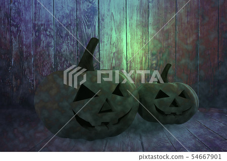 Two Halloween Pumpkins 3d rendering 54667901