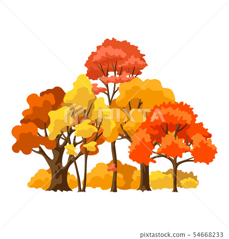 Autumn background with stylized trees. Autumn background with stylized trees. 54668233