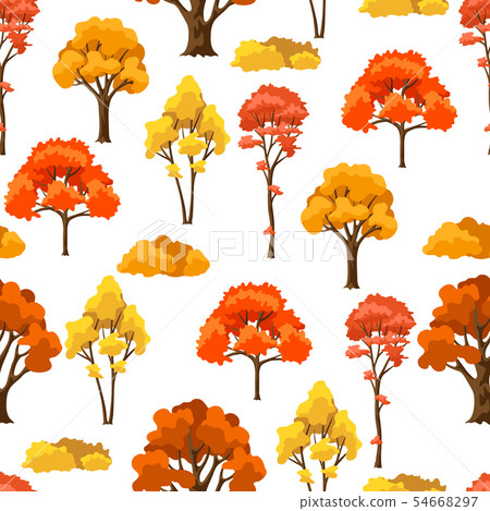 Autumn seamless pattern with stylized trees. 54668297