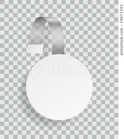 Advertising wobbler. Promotion plastic white rounded discount empty sticker for merchandiser in 54671343