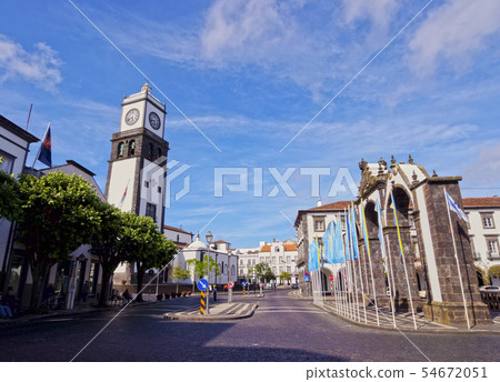 City Gates and Main Church in Ponta Delgada 54672051
