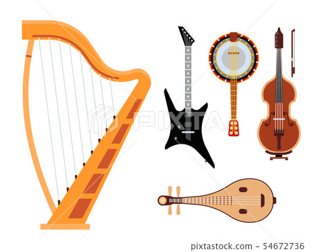 Set of stringed musical instruments classical orchestra art sound tool and acoustic symphony Set of stringed musical instruments classical orchestra art sound tool and acoustic symphony 54672736