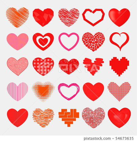 Red hearts sharp simple red icon. Color card beautiful celebrate bright emoticon red-heart symbols Red hearts sharp simple red icon. Color card beautiful celebrate bright emoticon red-heart symbols 54673635