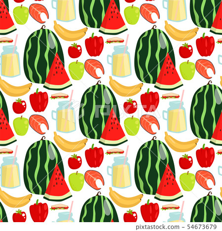 Cartoon fresh watermelon fruits picnic food... - Stock Illustration  [54673679] - PIXTA