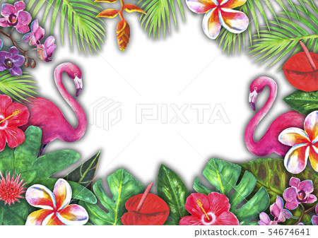 Abstract summer watercolor tropical paradise Abstract summer watercolor tropical paradise 54674641