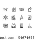 Science and education outline icon simple symbols set. Contains icon academic hat, ruler, pencil 54674655