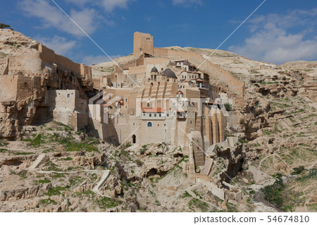 Holy Lavra of Saint Sabbas the Sanctified, known in Arabic as Mar Saba monastery perched on the 54674810