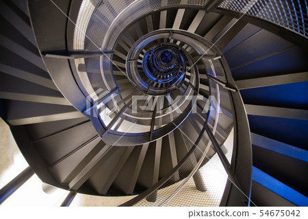 Spiral staircase bottom view Spiral staircase bottom view 54675042