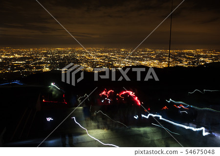 Aerial view of a plain illuminated by electric Aerial view of a plain illuminated by electric 54675048