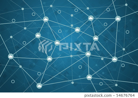 Cloud network connection of blue background Cloud network connection of blue background 54676764