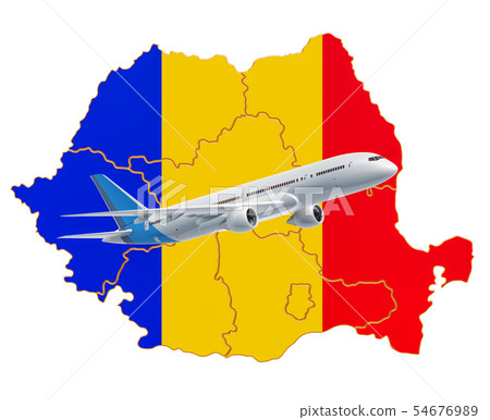 Flights to Romania, travel concept. 3D rendering 54676989