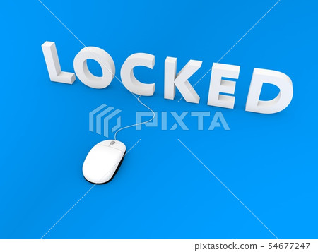 Computer mouse and locked on a blue background.. - Stock Illustration ...