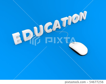 Online education and computer mouse on blue-插圖素材 [54677256] - PIXTA圖庫