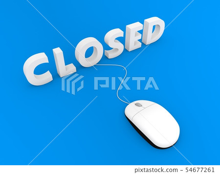 Closed and computer mouse on a blue background. 54677261