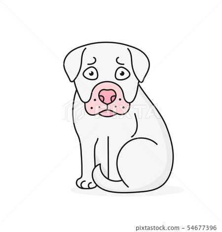 Happy Cartoon Puppy Sitting, Portrait Of Cute 54677396