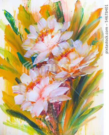 Abstract tender flowers oil painting on canvas 54678401