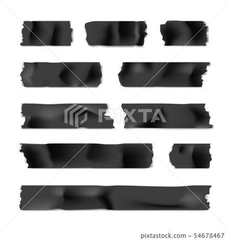 Adhesive tape set. Sticky paper strip isolated on white background. Vector illustration. 54678467